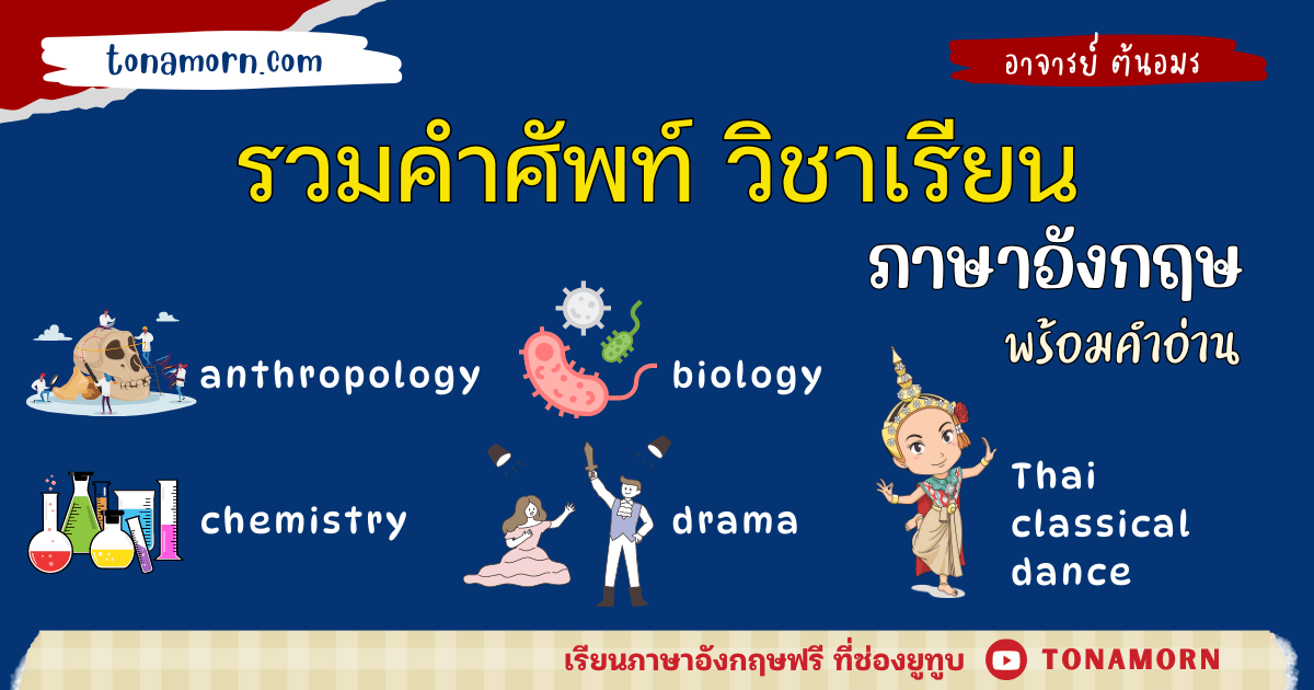 วิชา ภาษาอังกฤษ คำศัพท์วิชาเรียนต่างๆ พร้อมคำอ่าน